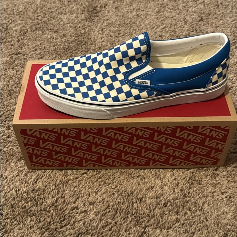 Vans Size 11 - Mens- Blue Checkered Slip-On Shoes